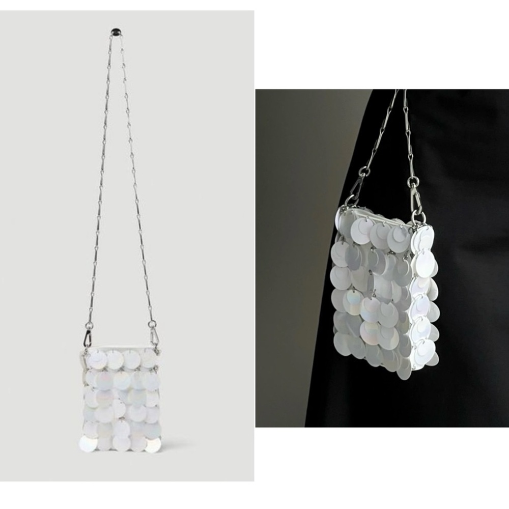 Paco Rabanne Sparkle Discs Mini Bag in White - Picture 2 of 15